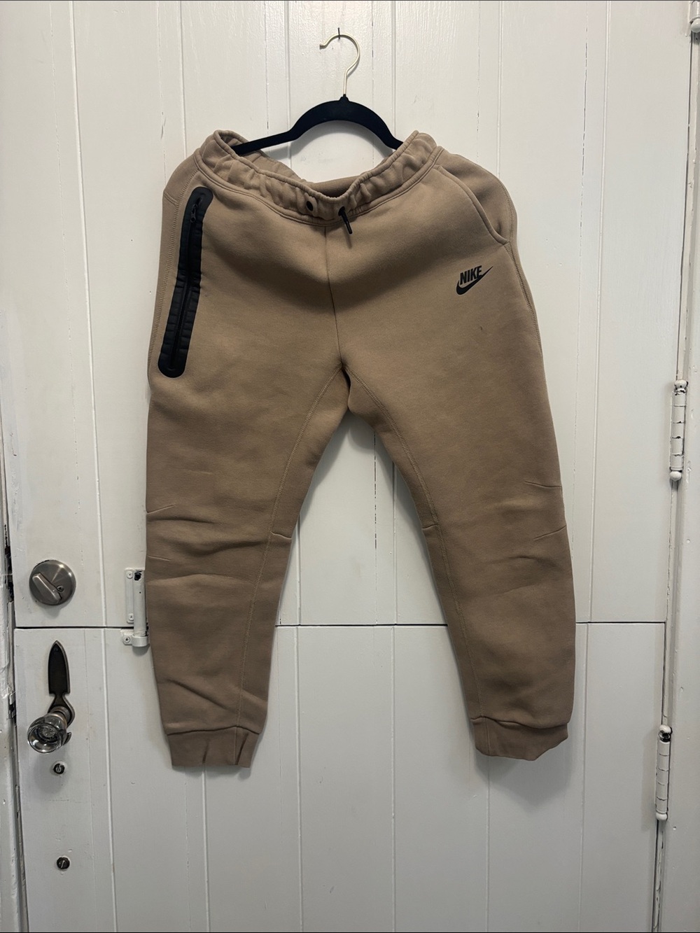 Nike Tech Kids Beige/Tan Jogger Sweatpants with Black Trim